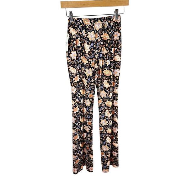 Billabong Sundown High Waisted Flared Pants Black Pebble Size Small Stretch - Picture 2 of 12